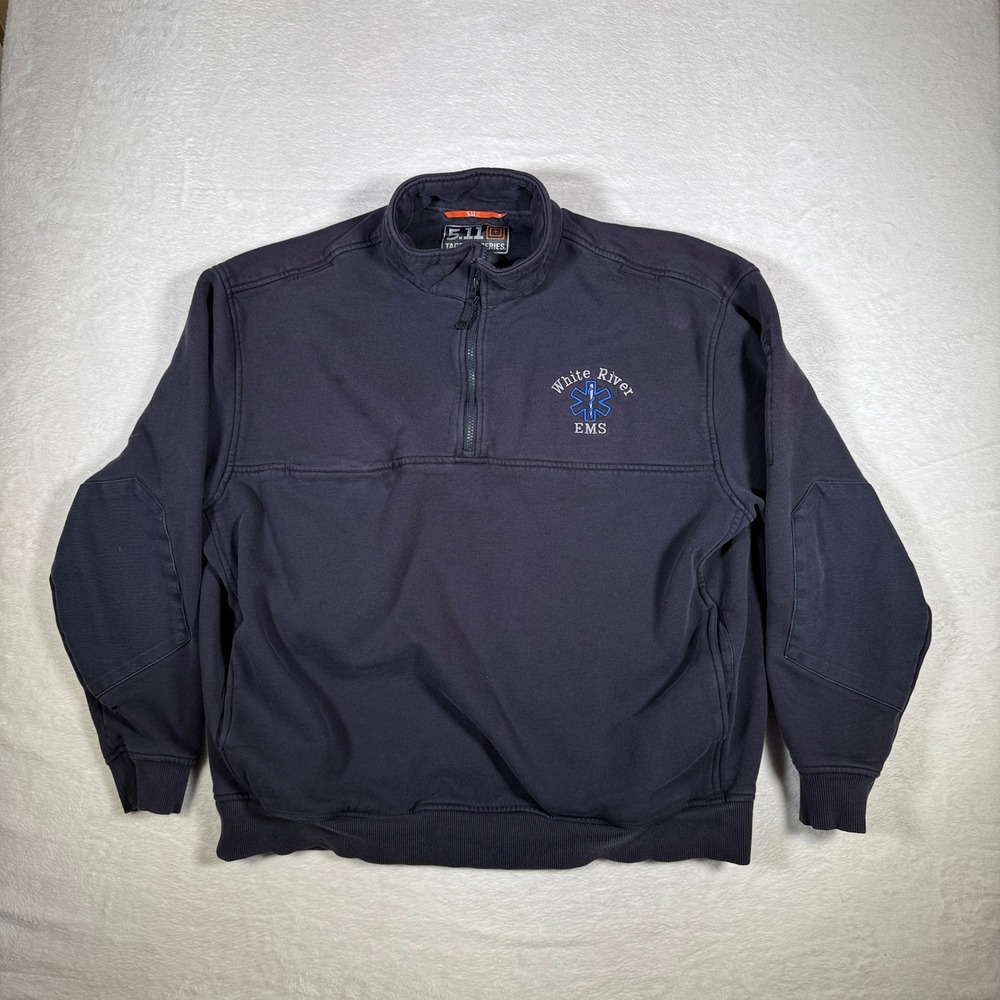 5.11 Tactical Series River EMS Quarter Zip Pullover Sweatshirt Mens 2XL Navy‎